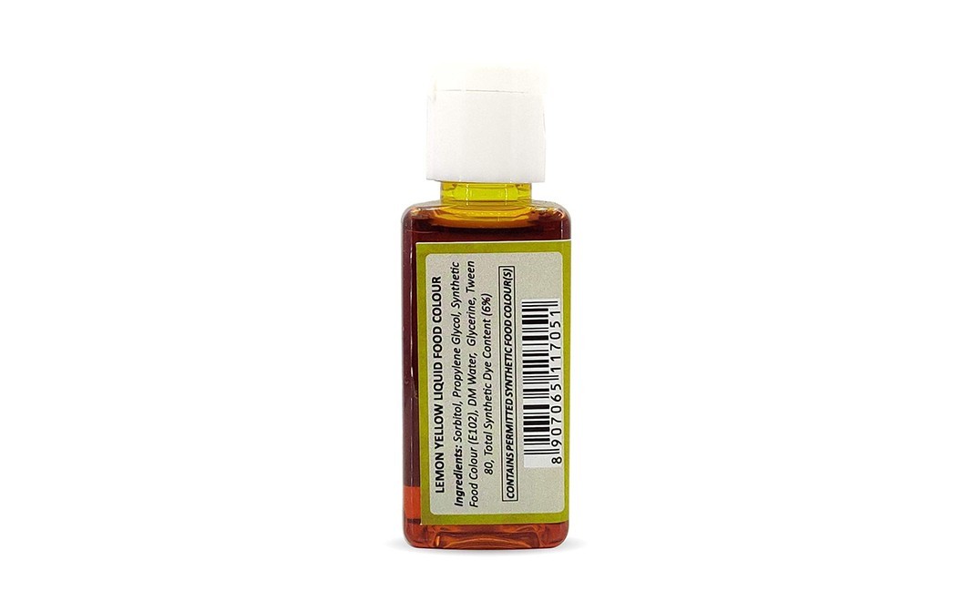 Puramio Lemon Yellow Liquid Food Colour   Pack  50 millilitre